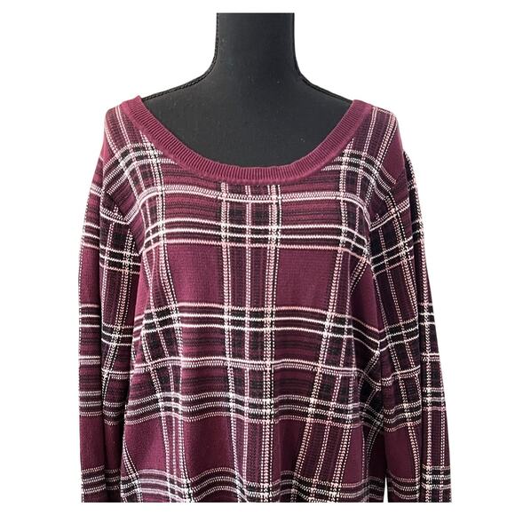 TORRID Long Sleeve Red Plaid Sweater Women's Plus Size 3 Crew Neck Plaid EUC 3X - Picture 1 of 8